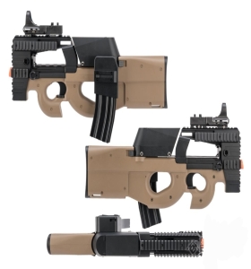 Custom Swordfish Gama Alta P90 Kit Alimentadora & Rieles metal 410FPS + batería + cargador (no incluye mira)